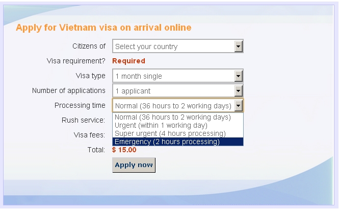 Vietnam visa application